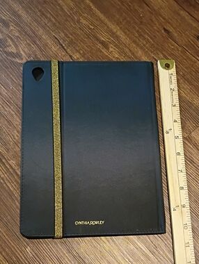 Cynthia Rowley Black Tablet Folio Case with Gold Elastic Office School Career